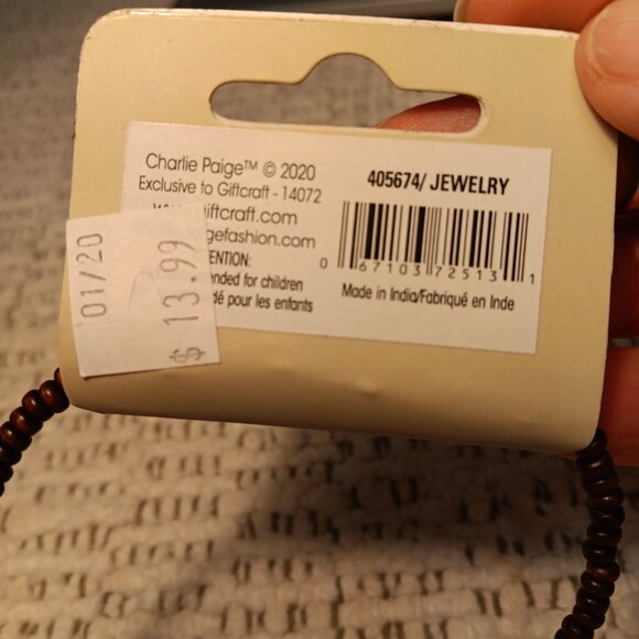 Charlie Paige women's matching set wood disc necklace & earrings - NWT - Picture 6 of 11